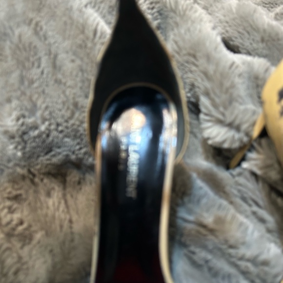 Elegant Cream High Heel YSL Sandals - Picture 2 of 9